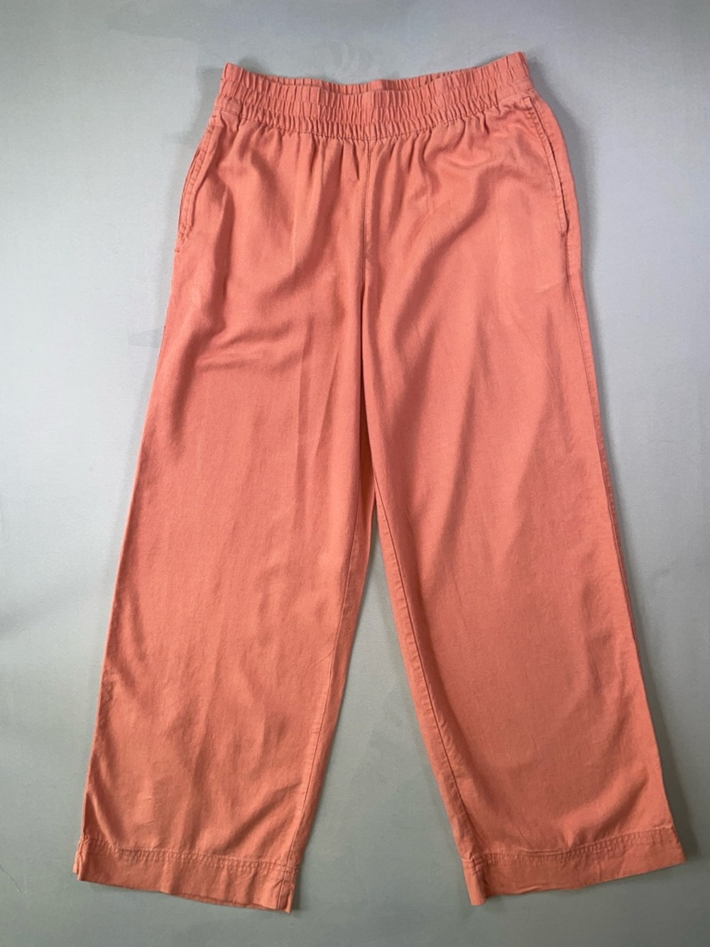 Old Navy Linen Blend High Waist Coral Wide-Leg Pull-On Pants Size Medium